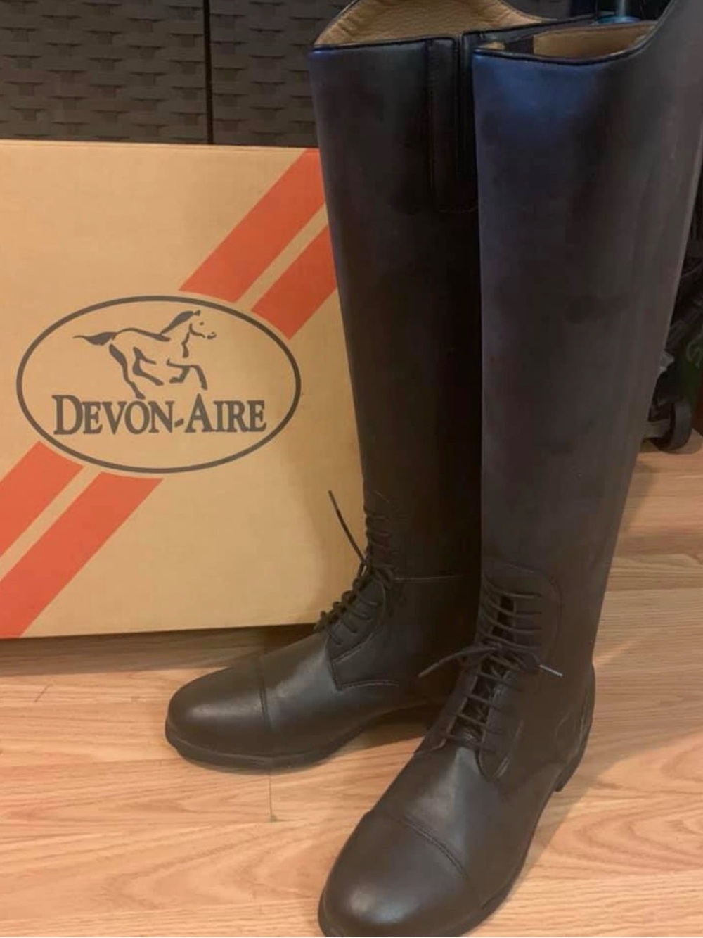 8 Wide Calf Devon-Aire Women's Tall Lace Front Riding Boots - Black